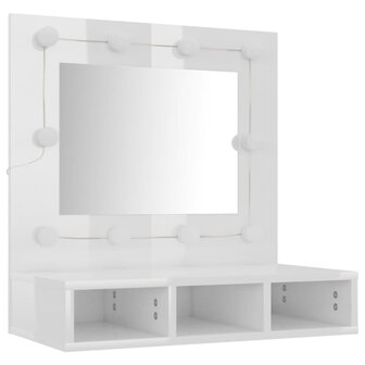 Spiegelkast met LED-verlichting 60x31,5x62 cm hoogglans wit 4