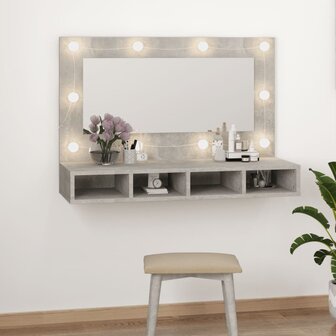 Spiegelkast met LED-verlichting 90x31,5x62 cm betongrijs 2