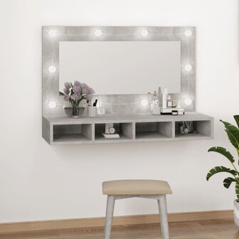 Spiegelkast met LED-verlichting 90x31,5x62 cm betongrijs 11