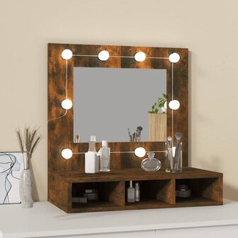 Spiegelkast met LED-verlichting 60x31,5x62 cm gerookt eiken 3