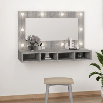 Spiegelkast met LED-verlichting 90x31,5x62 cm grijs sonoma 1