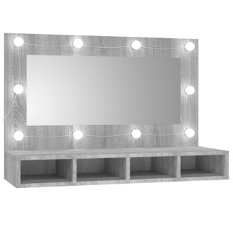 Spiegelkast met LED-verlichting 90x31,5x62 cm grijs sonoma 2