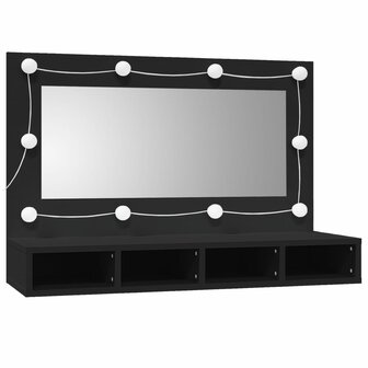 Spiegelkast met LED-verlichting 90x31,5x62 cm zwart 2