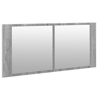 Badkamerkast met spiegel en LED 100x12x45 cm grijs sonoma eiken 6