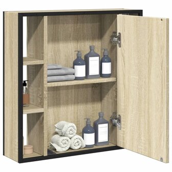 Badkamerspiegelkast 60x16x60 cm bewerkt hout sonoma eikenkleur 4