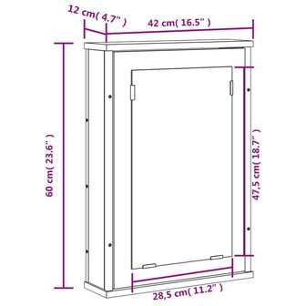 Badkamerspiegelkast 42x12x60 cm bewerkt hout sonoma eikenkleur 12