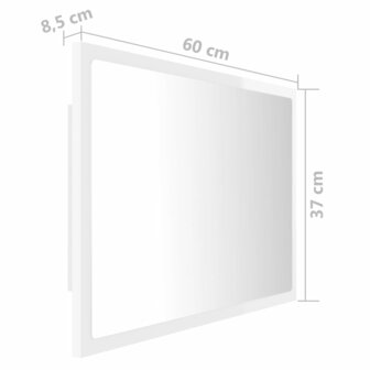 Badkamerspiegel LED 60x8,5x37 cm acryl hoogglans wit 12