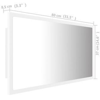 Badkamerspiegel LED 80x8,5x37 cm acryl wit 12