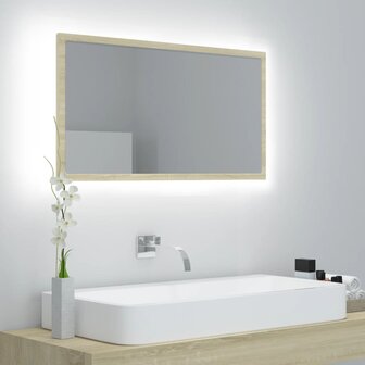 Badkamerspiegel LED 80x8,5x37 cm acryl sonoma eikenkleurig 1