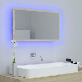 Badkamerspiegel LED 80x8,5x37 cm acryl sonoma eikenkleurig 3