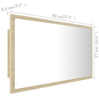 Badkamerspiegel LED 80x8,5x37 cm acryl sonoma eikenkleurig 12