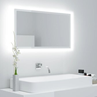 Badkamerspiegel LED 80x8,5x37 cm acryl hoogglans wit 1