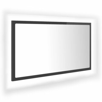 Badkamerspiegel LED 80x8,5x37 cm acryl hoogglans grijs 2