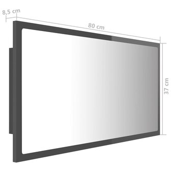 Badkamerspiegel LED 80x8,5x37 cm acryl hoogglans grijs 12