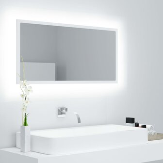 Badkamerspiegel LED 90x8,5x37 cm acryl wit 1