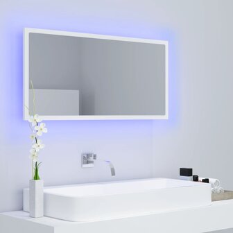 Badkamerspiegel LED 90x8,5x37 cm acryl wit 11