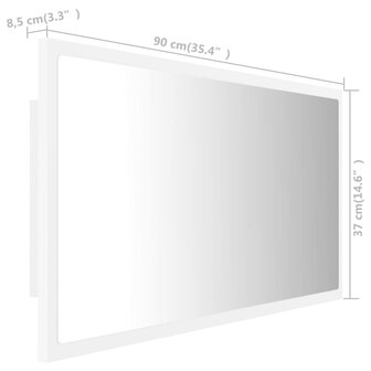 Badkamerspiegel LED 90x8,5x37 cm acryl wit 12