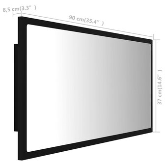 Badkamerspiegel LED 90x8,5x37 cm acryl zwart 12