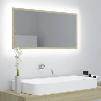 Badkamerspiegel LED 90x8,5x37 cm acryl sonoma eikenkleurig 1