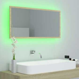 Badkamerspiegel LED 90x8,5x37 cm acryl sonoma eikenkleurig 9