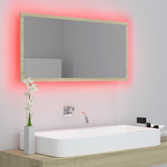 Badkamerspiegel LED 90x8,5x37 cm acryl sonoma eikenkleurig 11