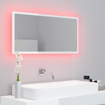 Badkamerspiegel LED 90x8,5x37 cm acryl hoogglans wit 9