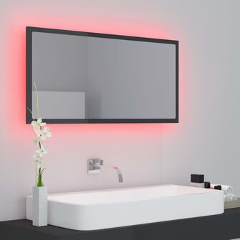 Badkamerspiegel LED 90x8,5x37 cm acryl hoogglans grijs 9