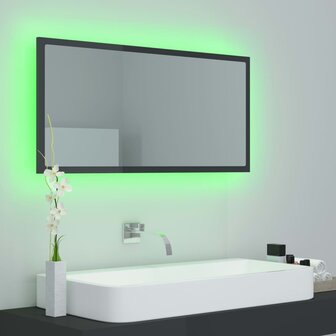 Badkamerspiegel LED 90x8,5x37 cm acryl hoogglans grijs 10