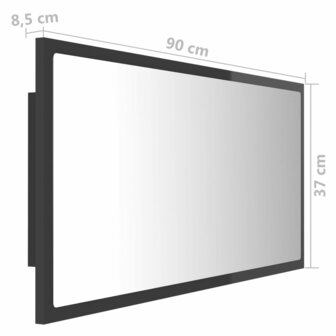 Badkamerspiegel LED 90x8,5x37 cm acryl hoogglans grijs 12