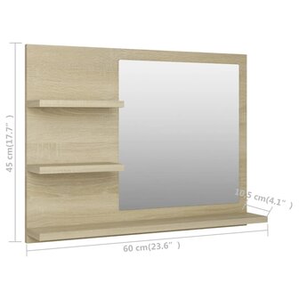 Badkamerspiegel 60x10,5x45 cm bewerkt hout sonoma eikenkleurig 7