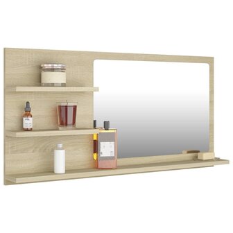 Badkamerspiegel 90x10,5x45 cm bewerkt hout sonoma eikenkleurig 3