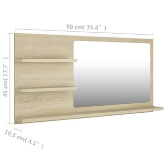 Badkamerspiegel 90x10,5x45 cm bewerkt hout sonoma eikenkleurig 7