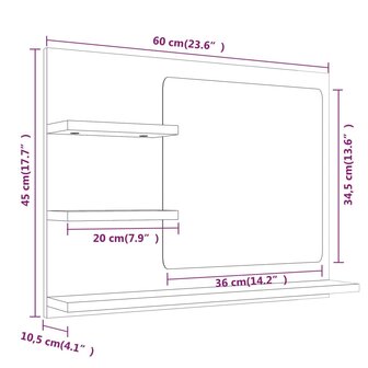 Badkamerspiegel 60x10,5x45 cm bewerkt hout gerookt eikenkleurig 8