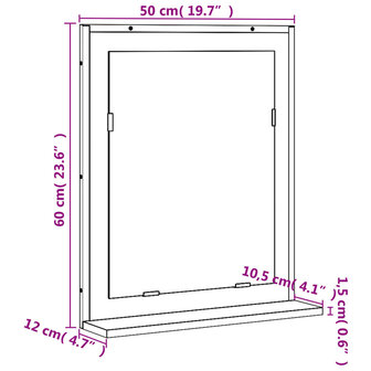 Badkamerspiegel met schap 50x12x60 cm hout zwart 9