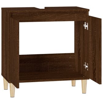 Wastafelkast 58x33x60 cm bewerkt hout bruin eikenkleur 7