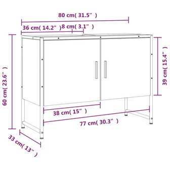 Wastafelkast 80x33x60 cm bewerkt hout bruin eikenkleurig 11