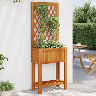 Plantenbak met latwerk en schap 55x29,5x152 cm acaciahout 1