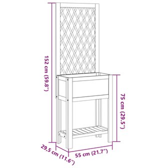 Plantenbak met latwerk en schap 55x29,5x152 cm acaciahout 8