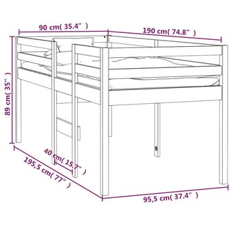 Hoogslaper massief grenenhout honingbruin 90x190 cm 8