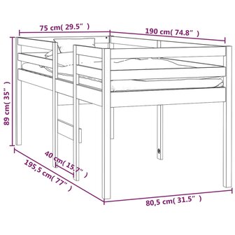 Hoogslaper massief grenenhout 75x190 cm 8