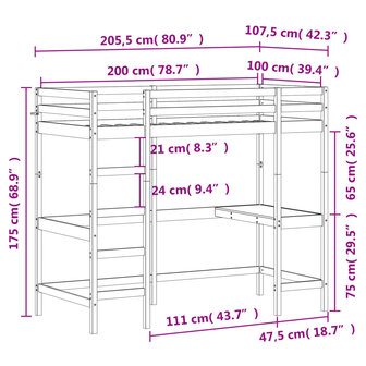 Hoogslaper mer bureau massief grenenhout 100x200 cm 10