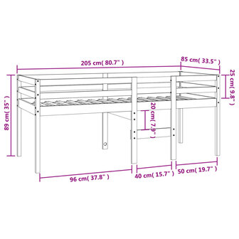 Hoogslaper massief grenenhout wasbruin 80x200 cm 9