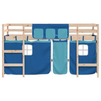 Kinderhoogslaper met gordijnen 80x200 cm grenenhout blauw 5