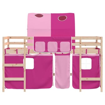 Kinderhoogslaper met tunnel 80x200 cm massief grenenhout roze 5