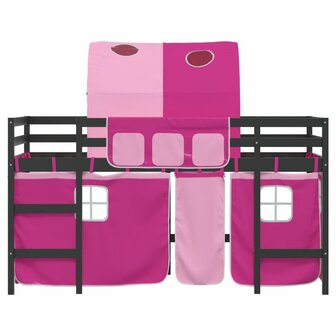 Kinderhoogslaper met tunnel 80x200 cm massief grenenhout roze 5