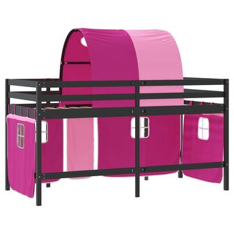 Kinderhoogslaper met tunnel 80x200 cm massief grenenhout roze 9