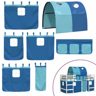 Kinderhoogslaper met tunnel 90x200 cm massief grenenhout blauw 10