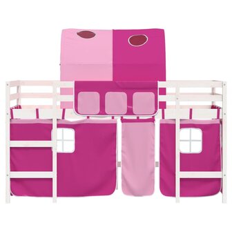 Kinderhoogslaper met tunnel 90x200 cm massief grenenhout roze 5