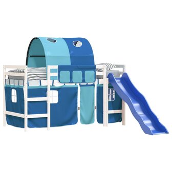 Kinderhoogslaper met tunnel 80x200 cm massief grenenhout blauw 3