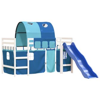 Kinderhoogslaper met tunnel 80x200 cm massief grenenhout blauw 4